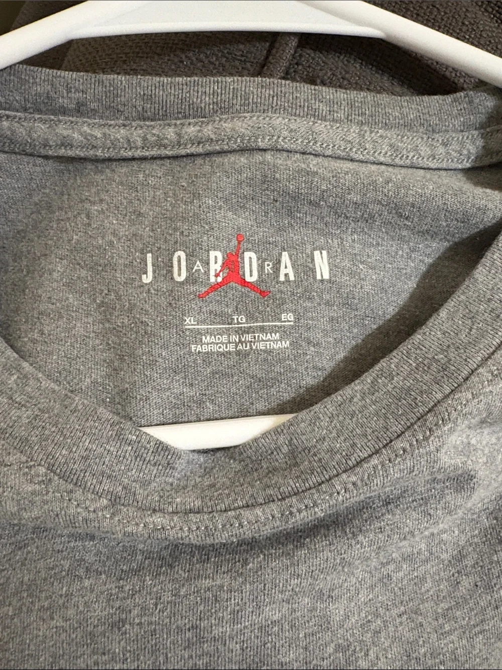 Jordan Men's Gray Flight Script Tee with White Jumpman